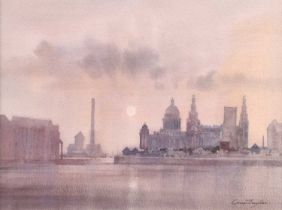 Ivan Taylor (British 1946-) "Liverpool Waterfront and Liver Building"