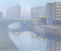 Bob Richardson (British 1938-) Manchester canal scene