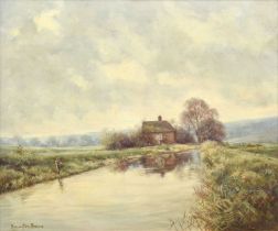 William Ellis Barrington-Browne (1908-1985) "Pike Fishing - The Ouse, Hamsey, Sussex"