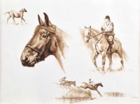 John L. Chapman (British 1946-) "Horse Studies"