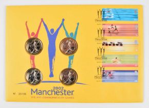 The Royal Mint Queen Elizabeth II 2002 Manchester, Commonwealth Games coin cover.