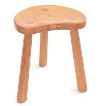 Mouseman oak kidney-shaped calf stool