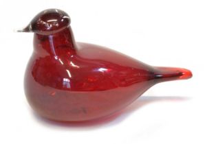 Small cranberry glass Toikka bird