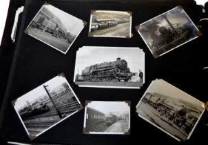 Binder with approximately 200 postcards and photographs of locomotives