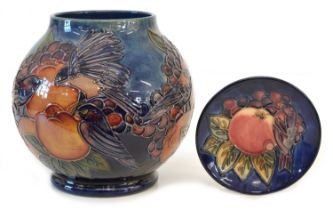 Moorcroft Finches Pattern Vase and Pin Tray