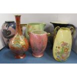A collection of Crown Devon and Carlton Ware, to include jugs and vases, height 10.5ins and down