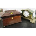 A 19th century rosewood sarcophagus tea caddy, fitted with two covered compartments, together with