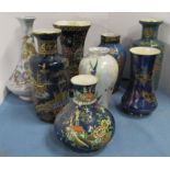Eight various vases, to include Wilton Ware, height 9ins and down