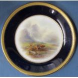 A Royal Worcester plate, painted with Highland cattle by J Stinton, diameter 9.25ins