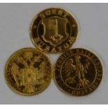 A gold coin Goslar Dukantenmannchen, weight 3.5g, together with gold commemorative coin Soest