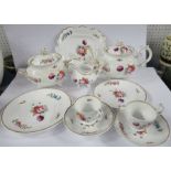 A 19th century English porcelain part tea service, comprising tea pot, covered sugar bowl, jug, a