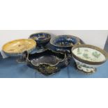 Four Carlton Ware pedestal bowls, of various shape and patterns, together with a Crown Devon