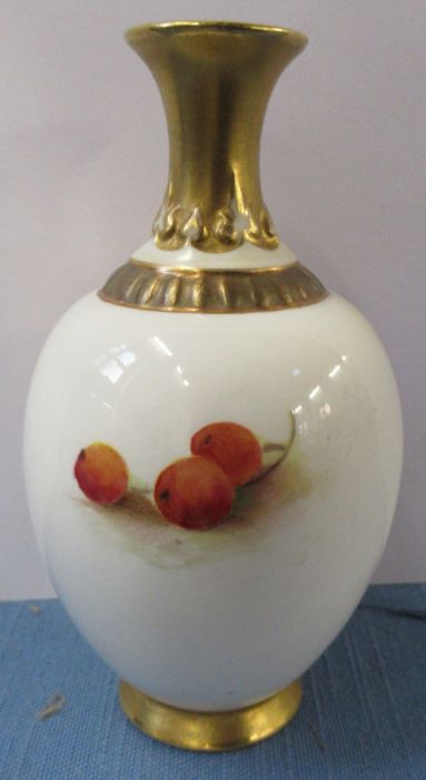 A Royal Worcester vase, painted to the front with fruit by Mosley, shape number 286, height 4. - Image 2 of 4