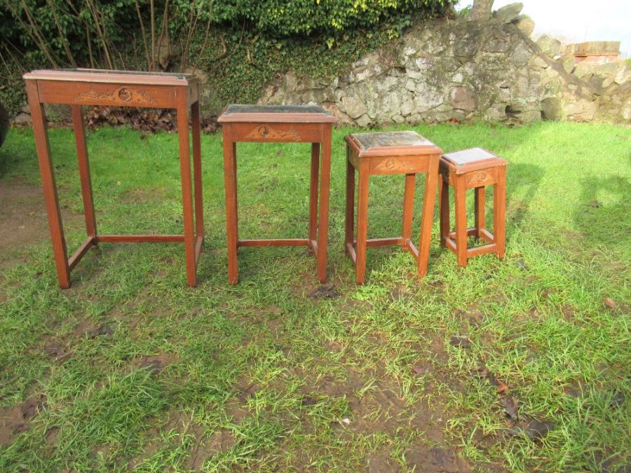 A nest of Chinese carved graduated tables (4 tables) - Image 2 of 4