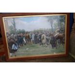 Two Victorian colour prints, racing scenes with figures, jockeys and horses, 21.5ins x 33ins and