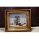 Hipkiss, oil on board, landscape with tree and snow, Height 6 inches, Width 8 inches, together