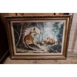 Alan King, oil on canvas, Fox and Cubs, 19ins x 29.5ins