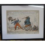 J Fairburn, London, a 19th century satirical colour print, military subject, 9.25ins x 12.5ins,