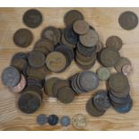 A Victorian gold Sovereign 1893, together with a quantity of old pennies and other coins