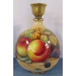 A Royal Worcester vase, painted with fruit to a mossy ground by H H Price, shape number F123, height