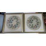 Two 19th century circular bead panels, of flowers, diameter of beads 11.5ins