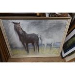 A Thistlethwaite, eight pastels. Subjects - Two Horses, Farmer and Sheepdog, Farmer and Cows, Farmer