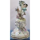 A 19th century Meissen figural base, for a centre piece, formed as a mother and child, the base
