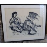 Sidney Nolan, limited edition print, Lady and the Swan, 18.5ins x 23ins