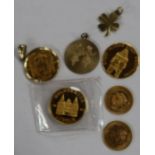 A German commemorative coin Soest Alteste Stadt, another for Soest in gold pendant mount, three