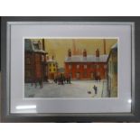 A 20t century pastel, Nothern Street Scene, monogrammed RR, 9ins x 14ins