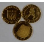 A gold commemorative coin Mohne Talsperre, together with two other gold commemorative coins, total