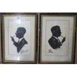Raff, two framed silhouette portraits of men