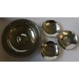 A Mappin & Webb circular silver dish, weight 8oz, together with a pair of dishes and another, weight