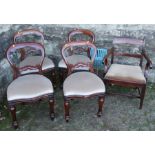 Four 19th century Victorian balloon back chairs, together with a 19th century mahogany elbow chair