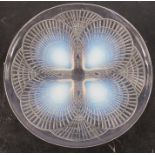 An R Lalique opaque glass Coquille pattern circular dish, diameter 9ins