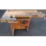 A mid century wooden work bench, by Sjobergs of Sweden