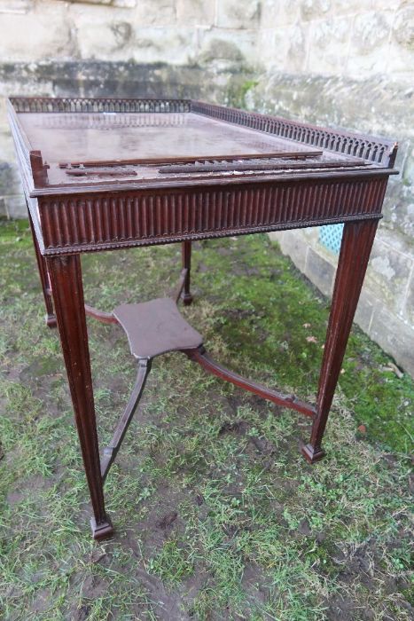 A Georgian design silver table, with arched pierced gallery, af, fluted frieze and raised on four - Image 5 of 5