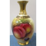 A Royal Worcester vase, painted to the front with fruit by Mosley, shape number 286, height 4.