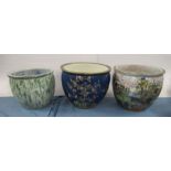 Two Wilton Ware jardinieres, one decorated with a lustre landscape, height 7.5ins. together with a