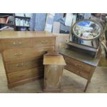 An Edwardian mahogany chest, of two over three drawers, on a plinth base, 44ins x 21ins, height