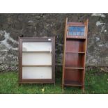 An Edwardian glazed cabinet together with a glazed hanging cabinet