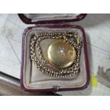 A Victorian 15ct gold locket, set with a pearl, weight 7.8g, together with a 9ct gold box link