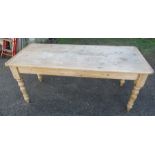 A pine kitchen table, 72ins x 30ins, height 30.5ins