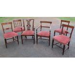 Six 19th century mahogany dining chairs, to include two carvers, of various designs