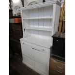 A white painted dresser, width 42ins, depth 18.5ins, height 74ins