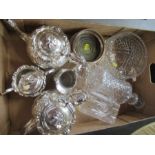 37737 A box of silver plate and glassware