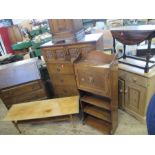 A collection of furniture to include chest of drawers, gate leg tables, coffee table, pine unit,