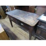 An Antique pine side table, fitted with two deep frieze drawers, 51ins x 24ins, height 32ins