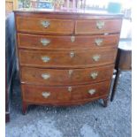 A 19th century mahogany bow front chest, of two short over four long drawers, with inlaid