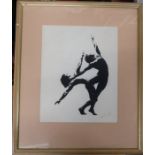 Derek Milburn, silhouette of two dancers, 11ins x 9ins